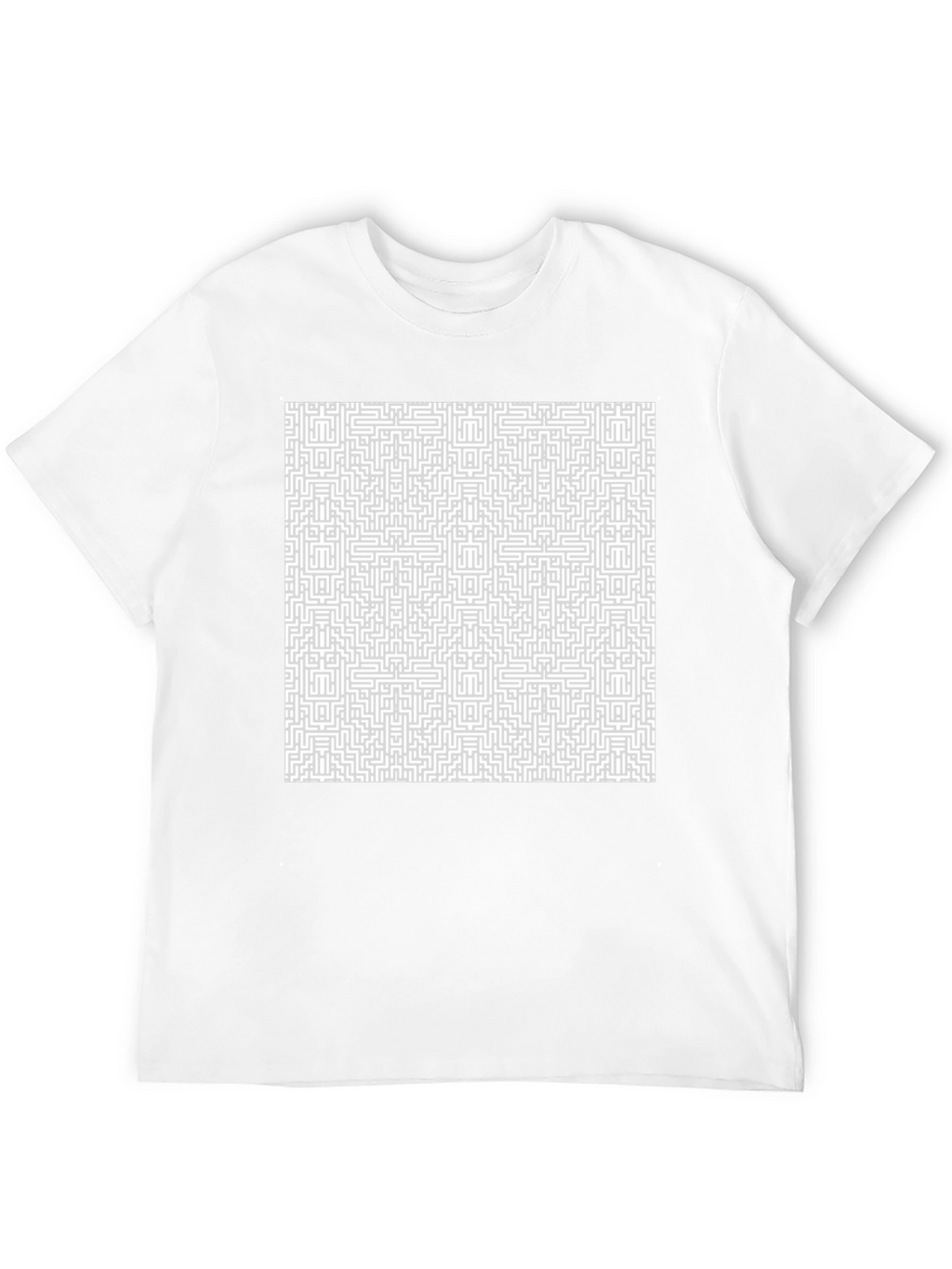 Maze Patterned T-Shirt - Black Cotton Tee