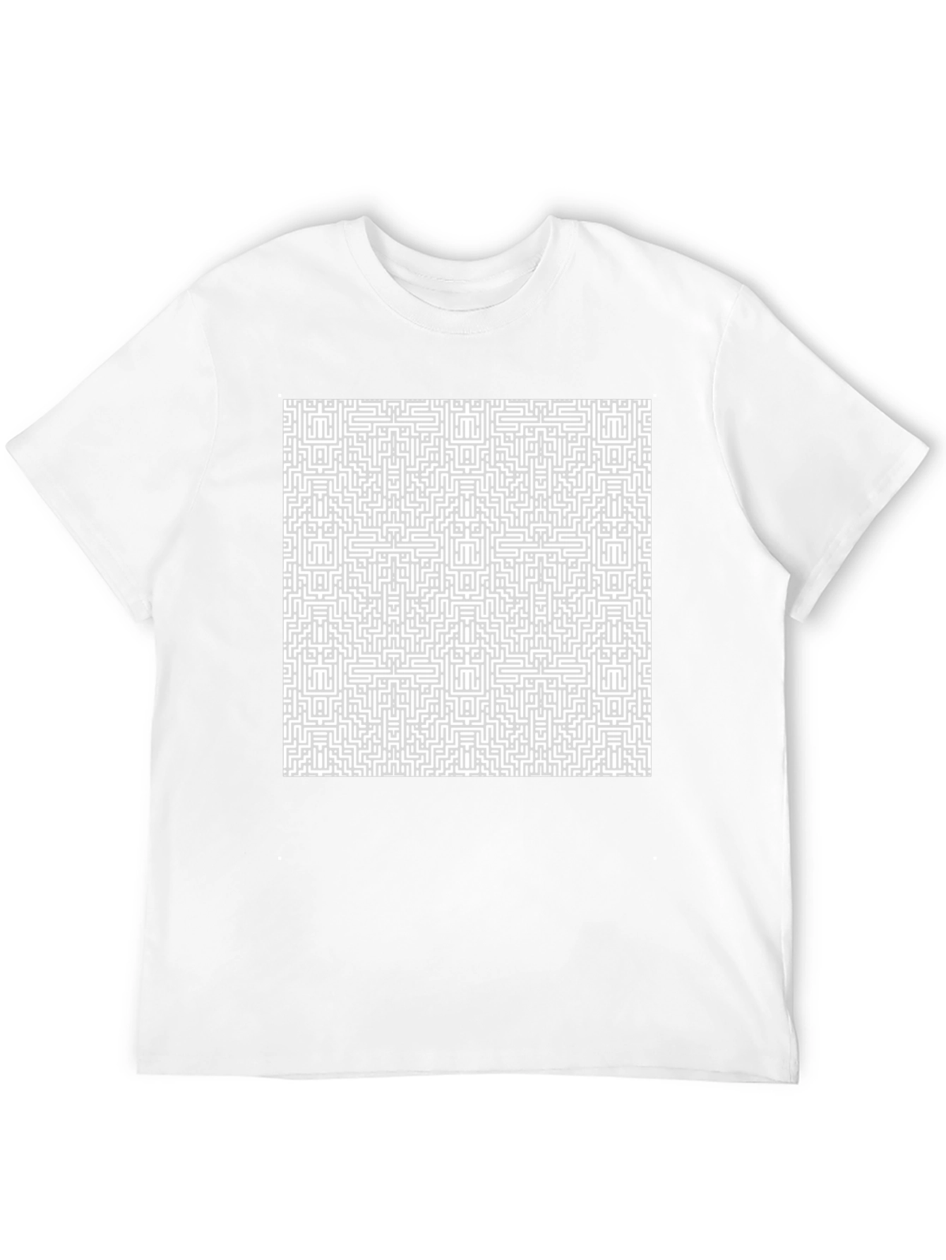 Maze Patterned T-Shirt - Black Cotton Tee