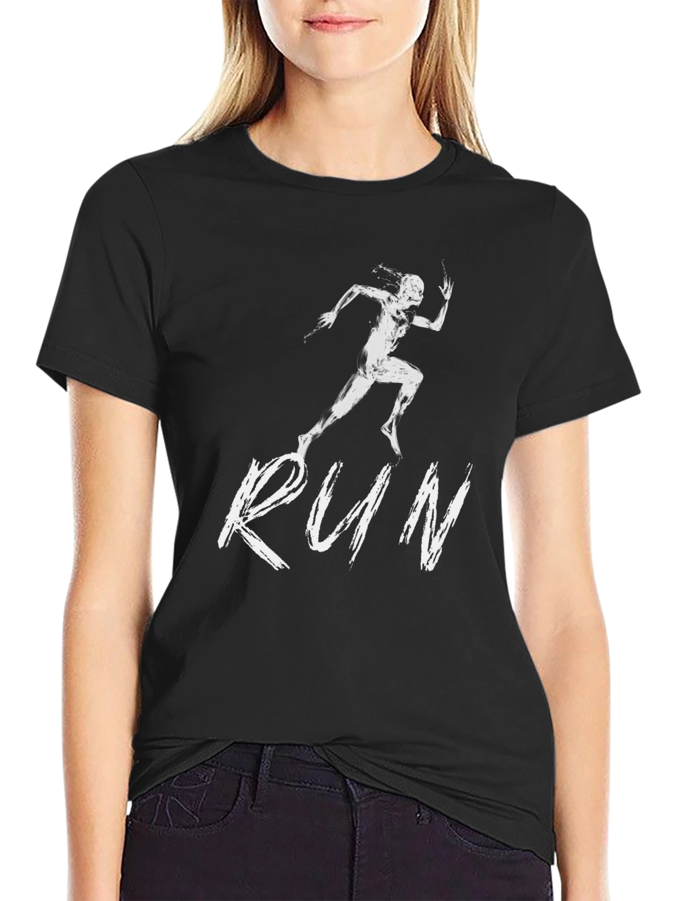 Mens Black RUN Graphic Tee