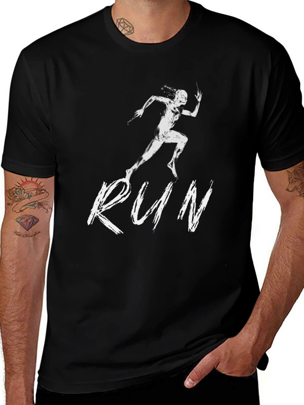 Mens Black RUN Graphic Tee