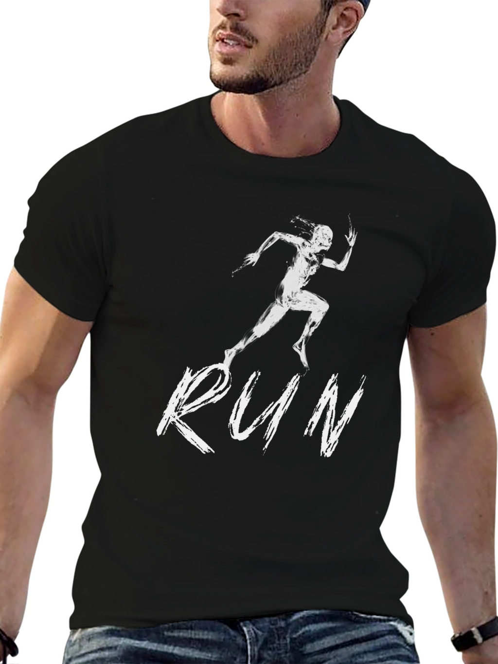 Mens Black RUN Graphic Tee