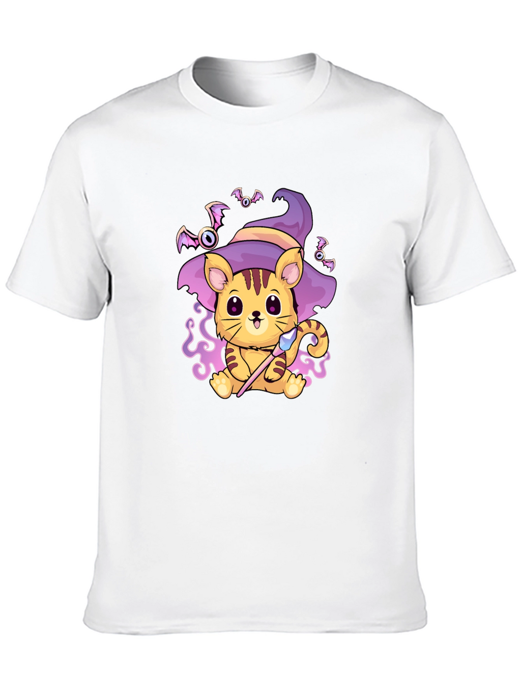 Halloween Cat Wizard Black T-Shirt