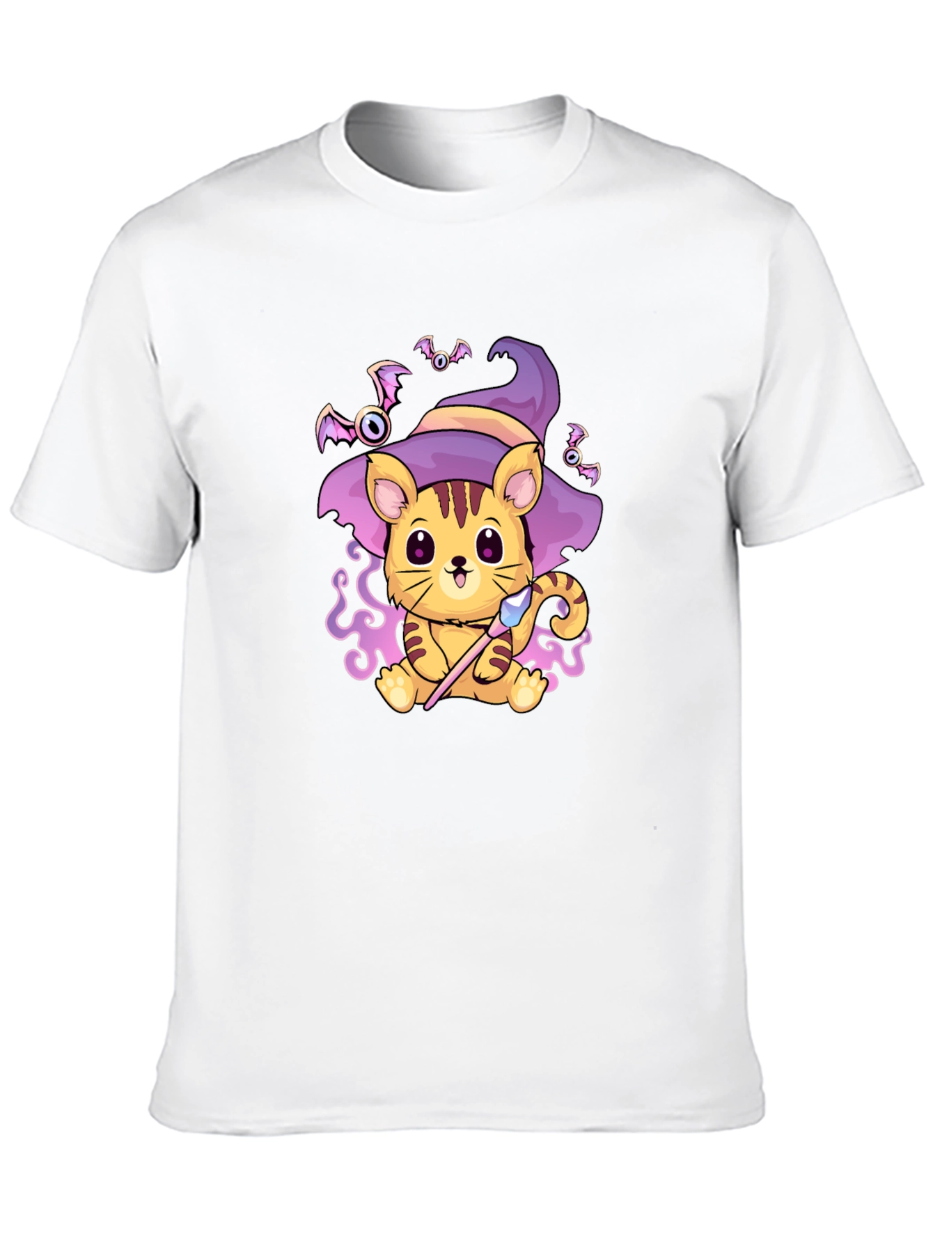 Halloween Cat Wizard Black T-Shirt