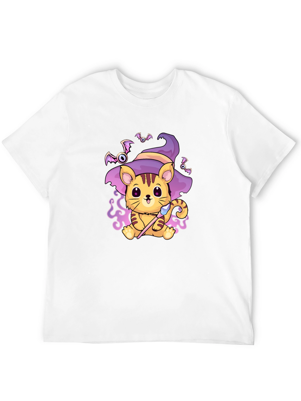 Halloween Cat Wizard Black T-Shirt