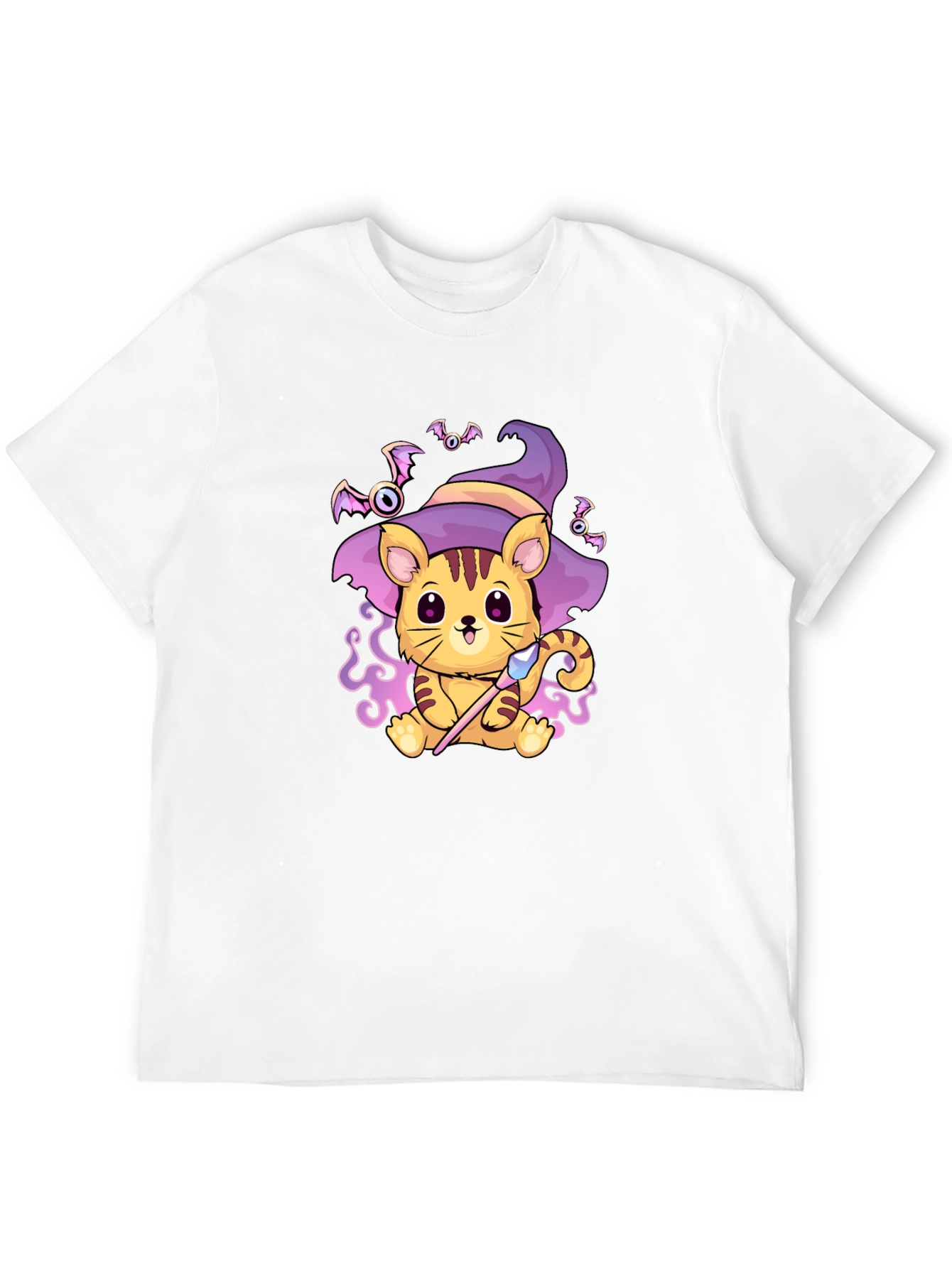 Halloween Cat Wizard Black T-Shirt