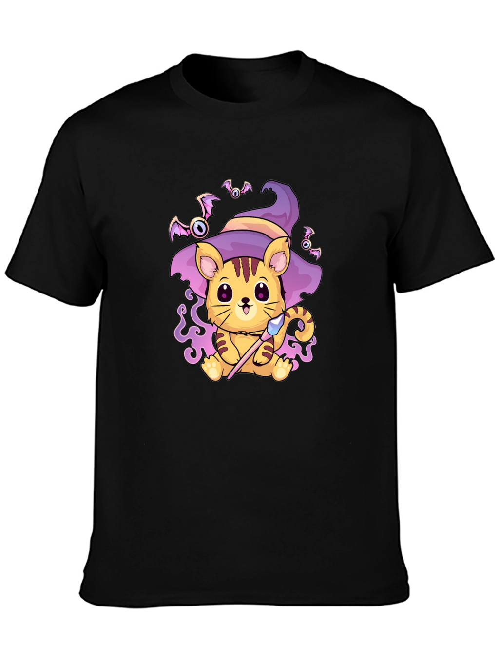 Halloween Cat Wizard Black T-Shirt