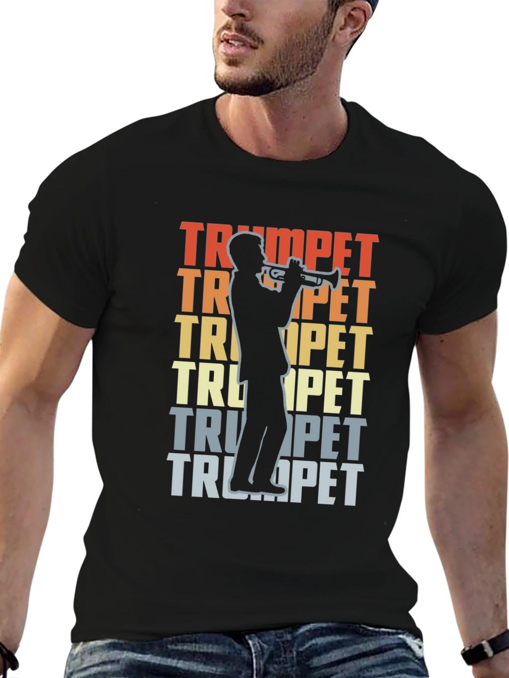Trumpet Player Graphic T-Shirt - Retro Music Tee