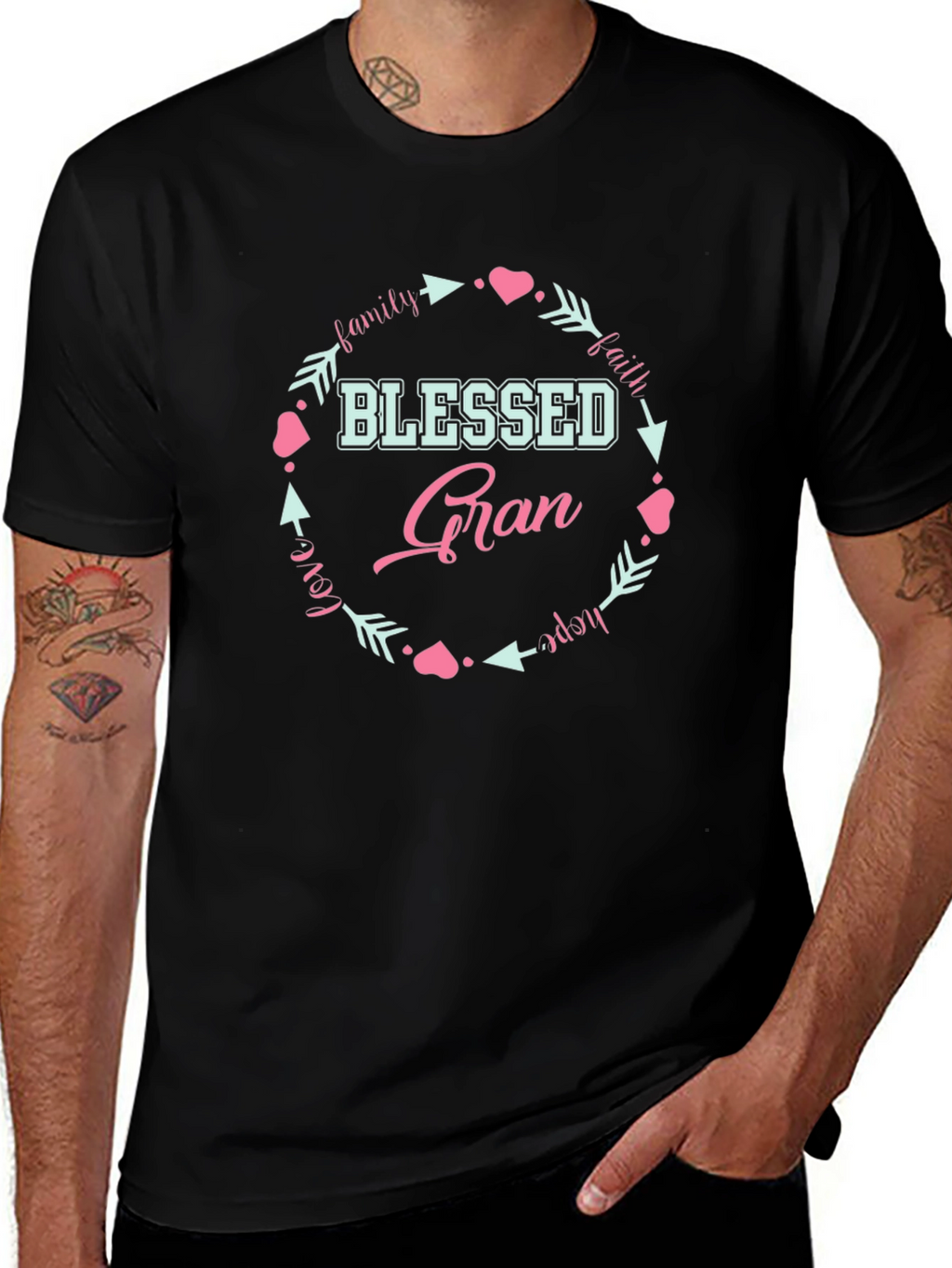 Blessed Gran Graphic T-Shirt - Family Love Faith Hope