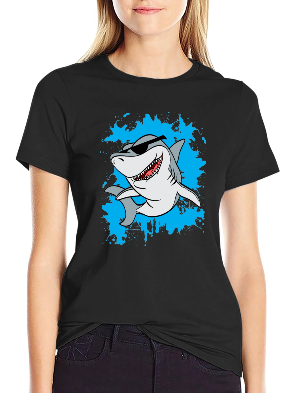 Cool Shark Graphic T-Shirt - Black