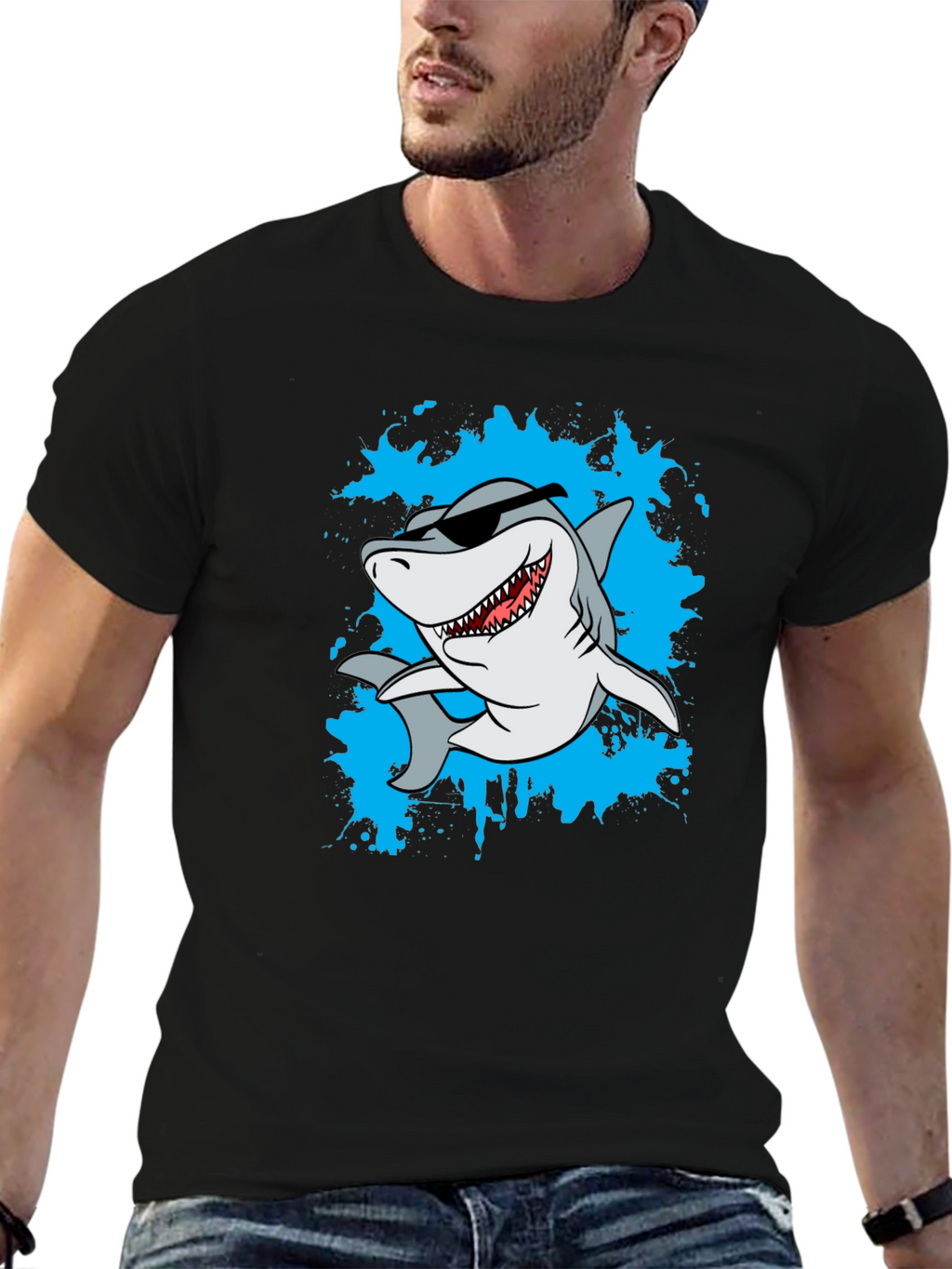 Cool Shark Graphic T-Shirt - Black