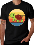 Cute Turtle Retro Sunset T-Shirt