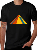 Geometric Pyramid Graphic Tee - Black Cotton Blend
