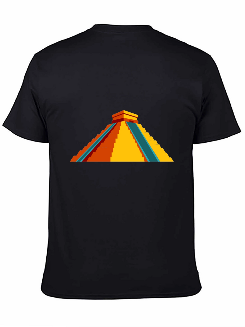 Geometric Pyramid Graphic Tee - Black Cotton Blend