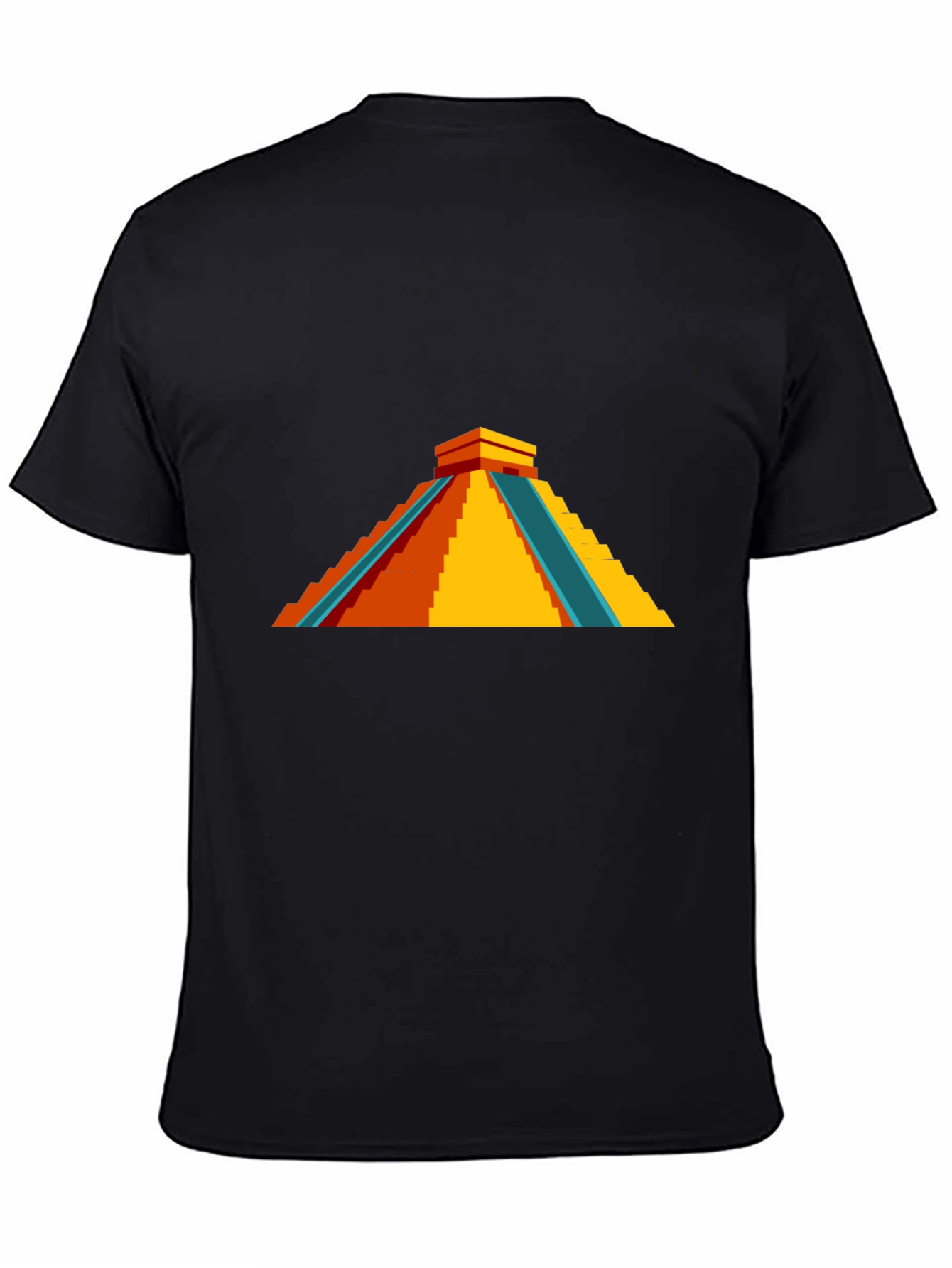 Geometric Pyramid Graphic Tee - Black Cotton Blend