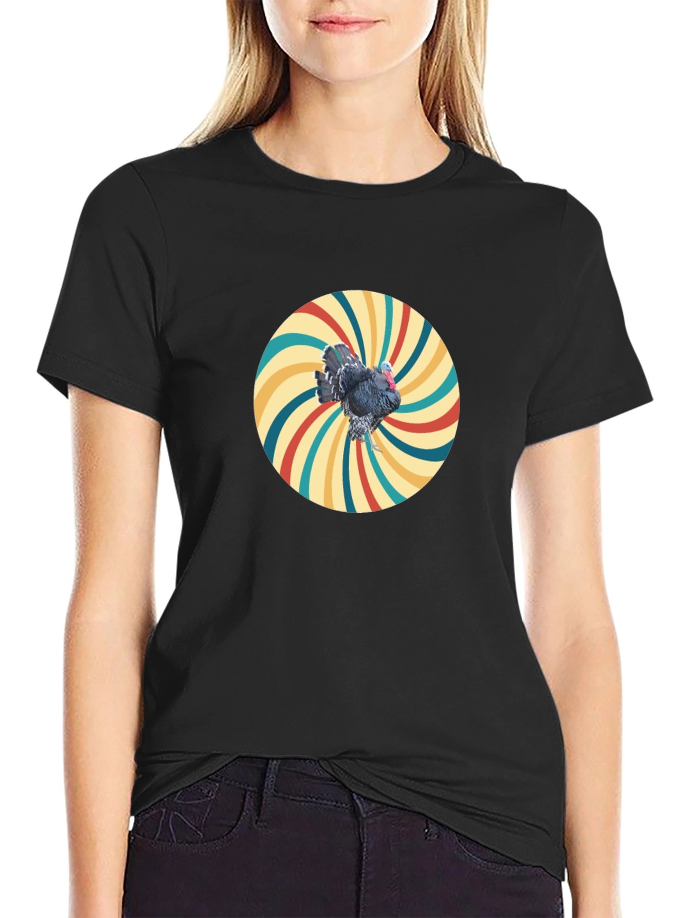 Retro Turkey Graphic Tee - Cool Bird Design