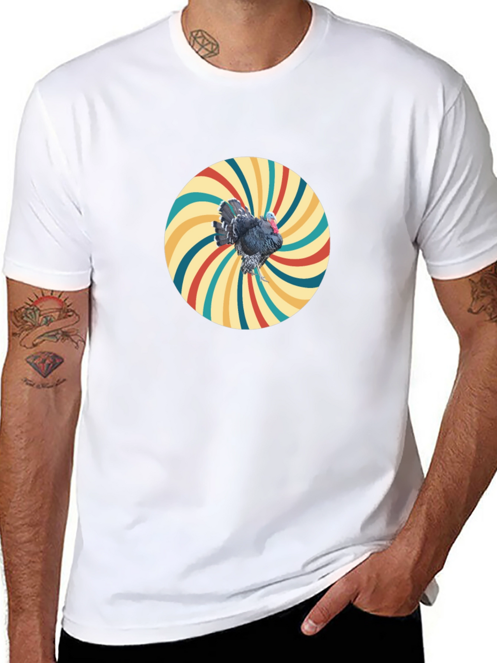 Retro Turkey Graphic Tee - Cool Bird Design