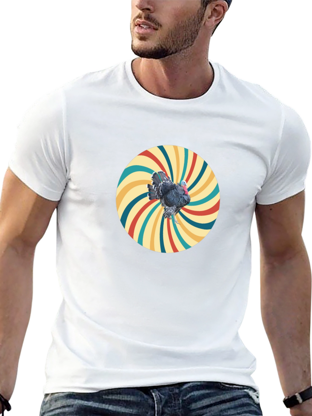 Retro Turkey Graphic Tee - Cool Bird Design