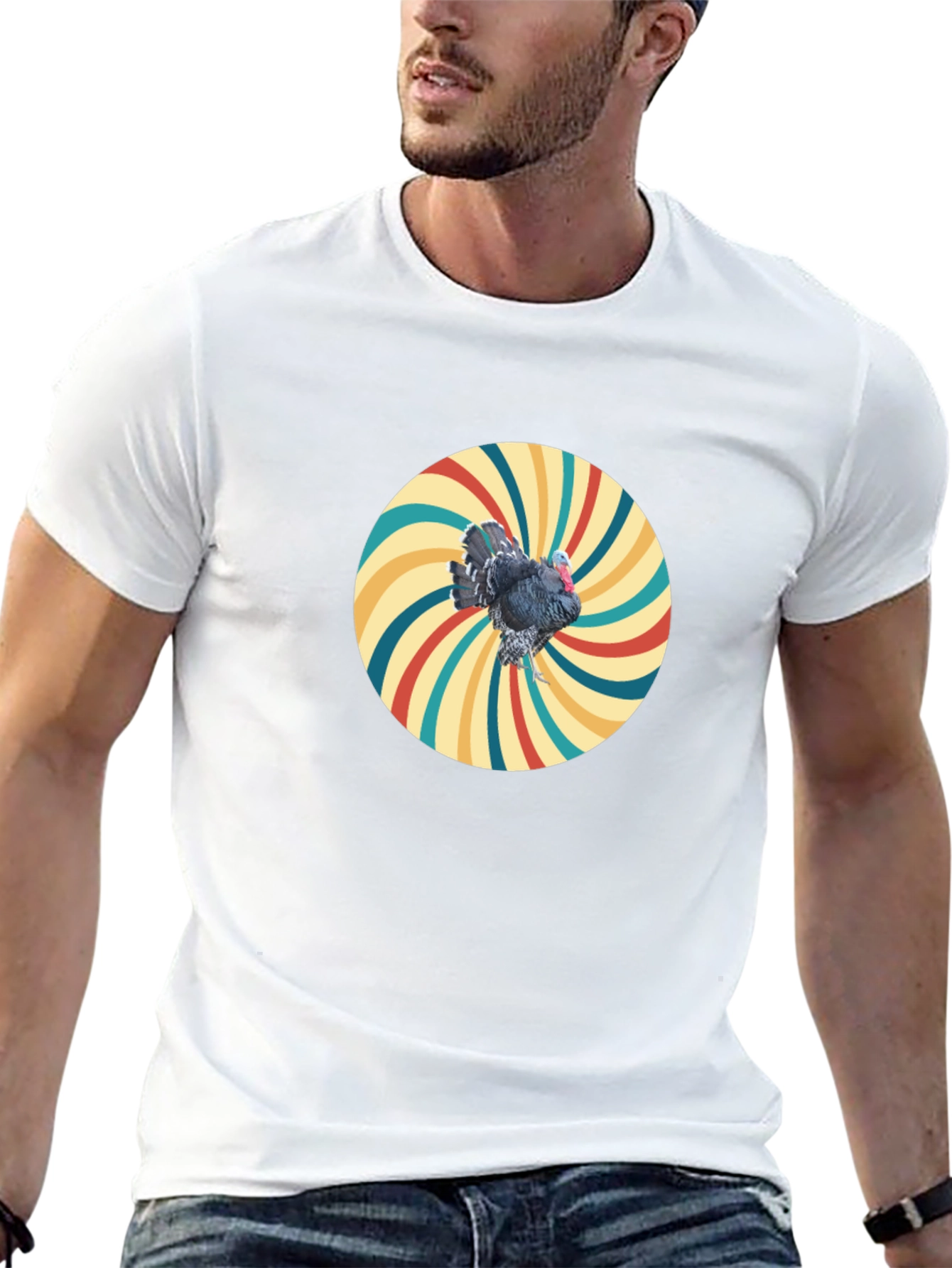 Retro Turkey Graphic Tee - Cool Bird Design