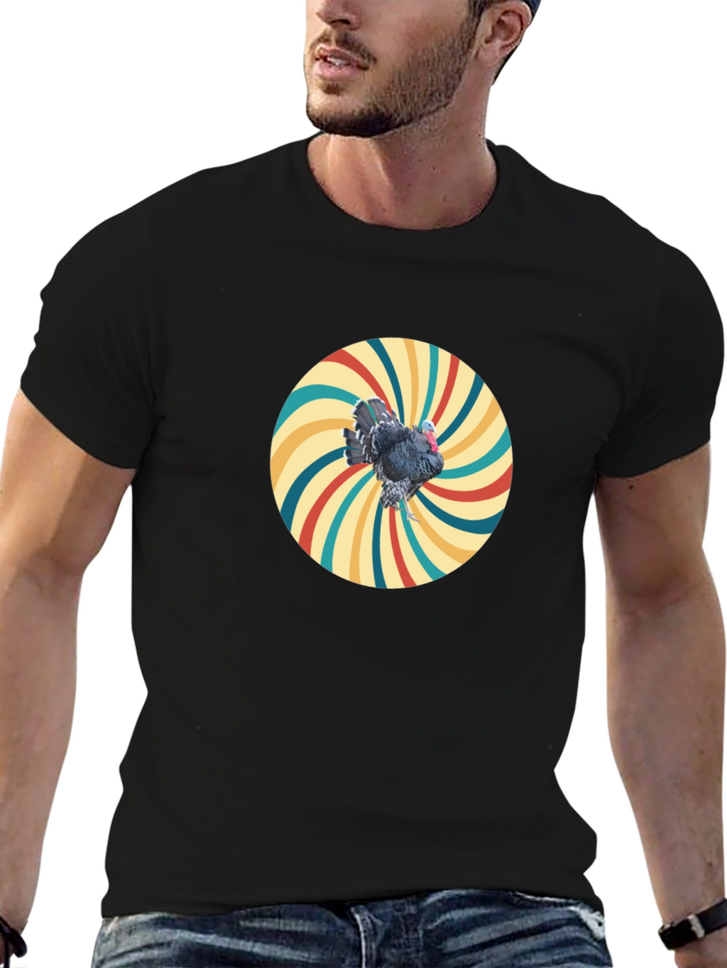 Retro Turkey Graphic Tee - Cool Bird Design