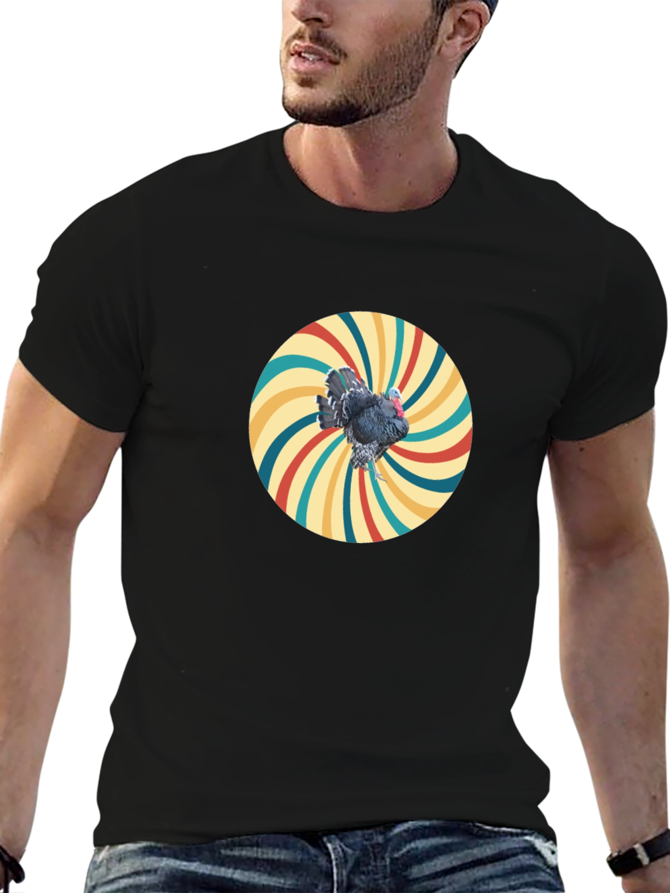 Retro Turkey Graphic Tee - Cool Bird Design