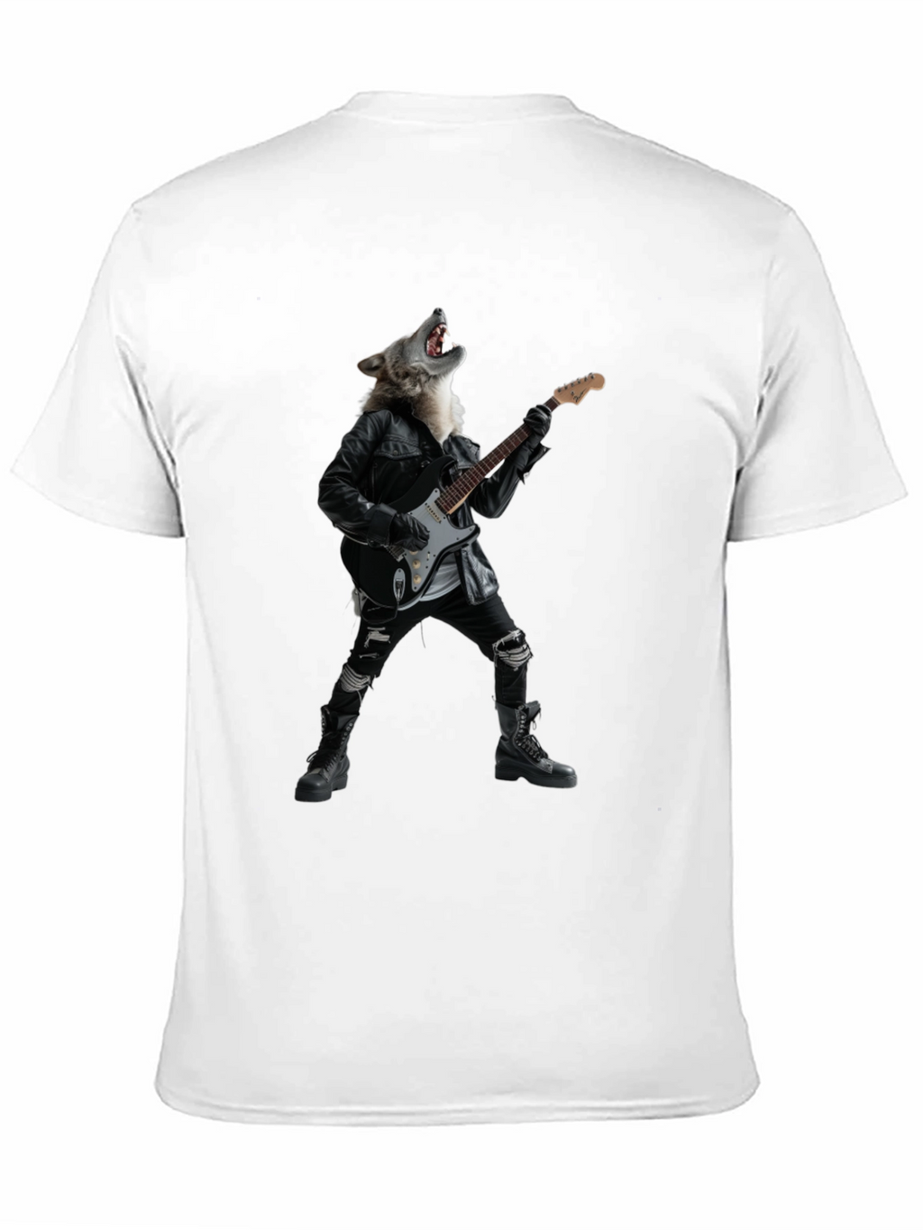 Wolf Guitarist Black Graphic T-Shirt