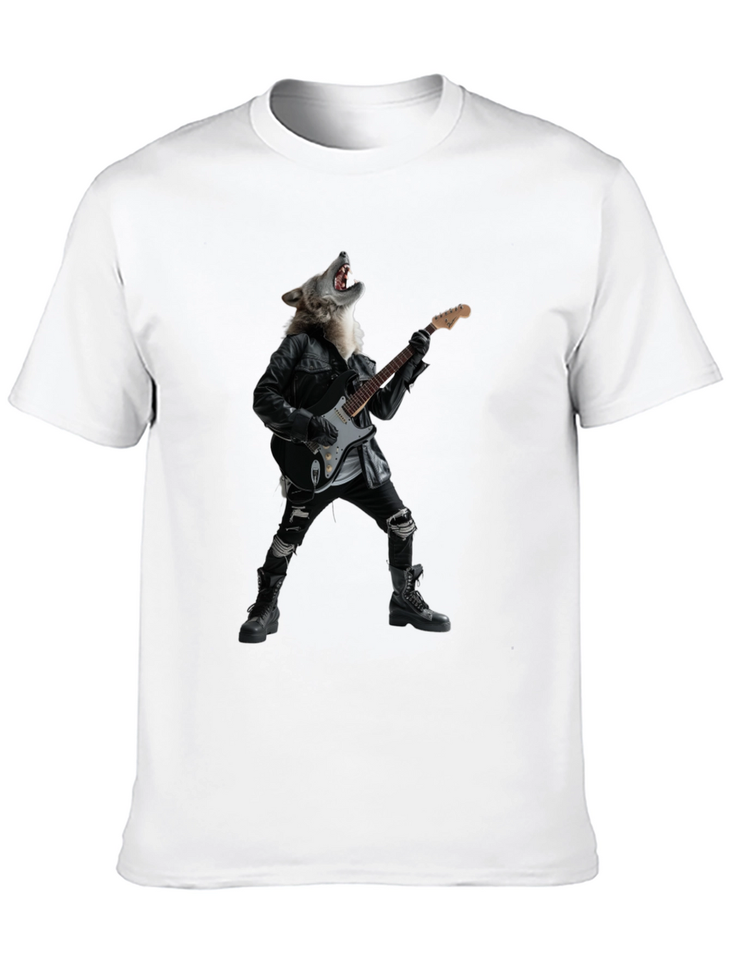Wolf Guitarist Black Graphic T-Shirt