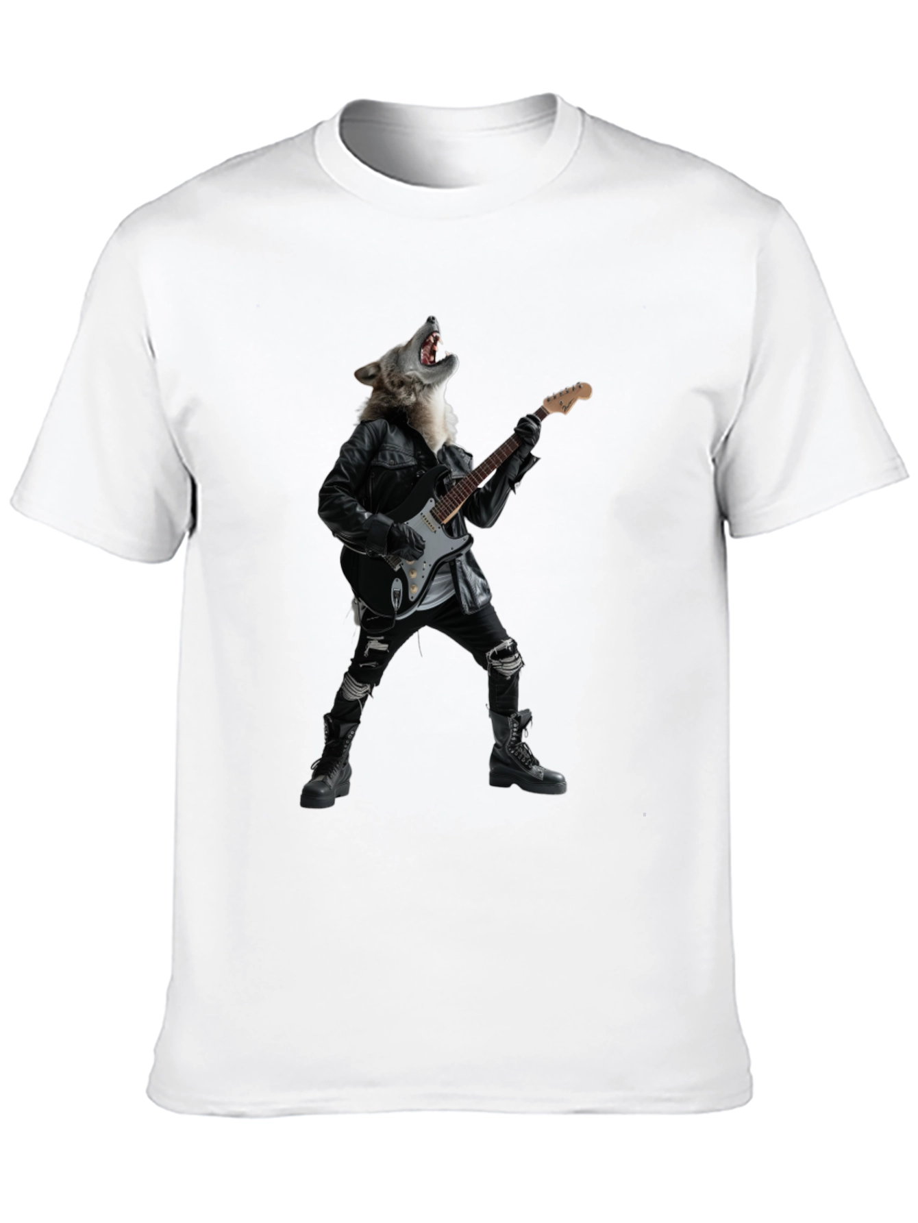Wolf Guitarist Black Graphic T-Shirt