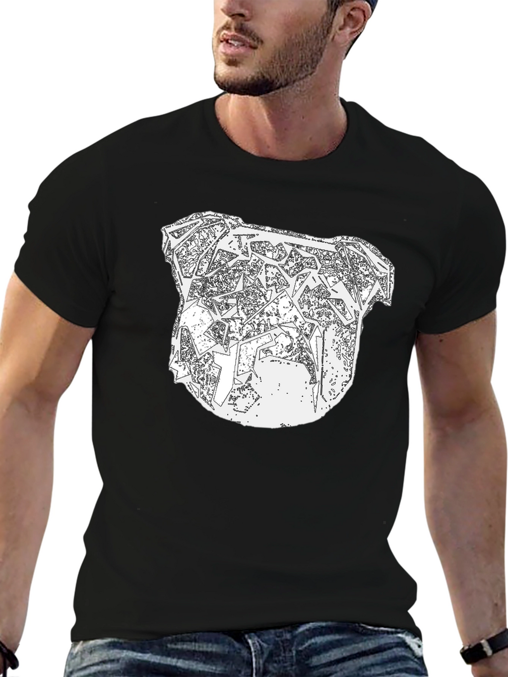 Abstract Bulldog Graphic Tee - Mens Black T-Shirt