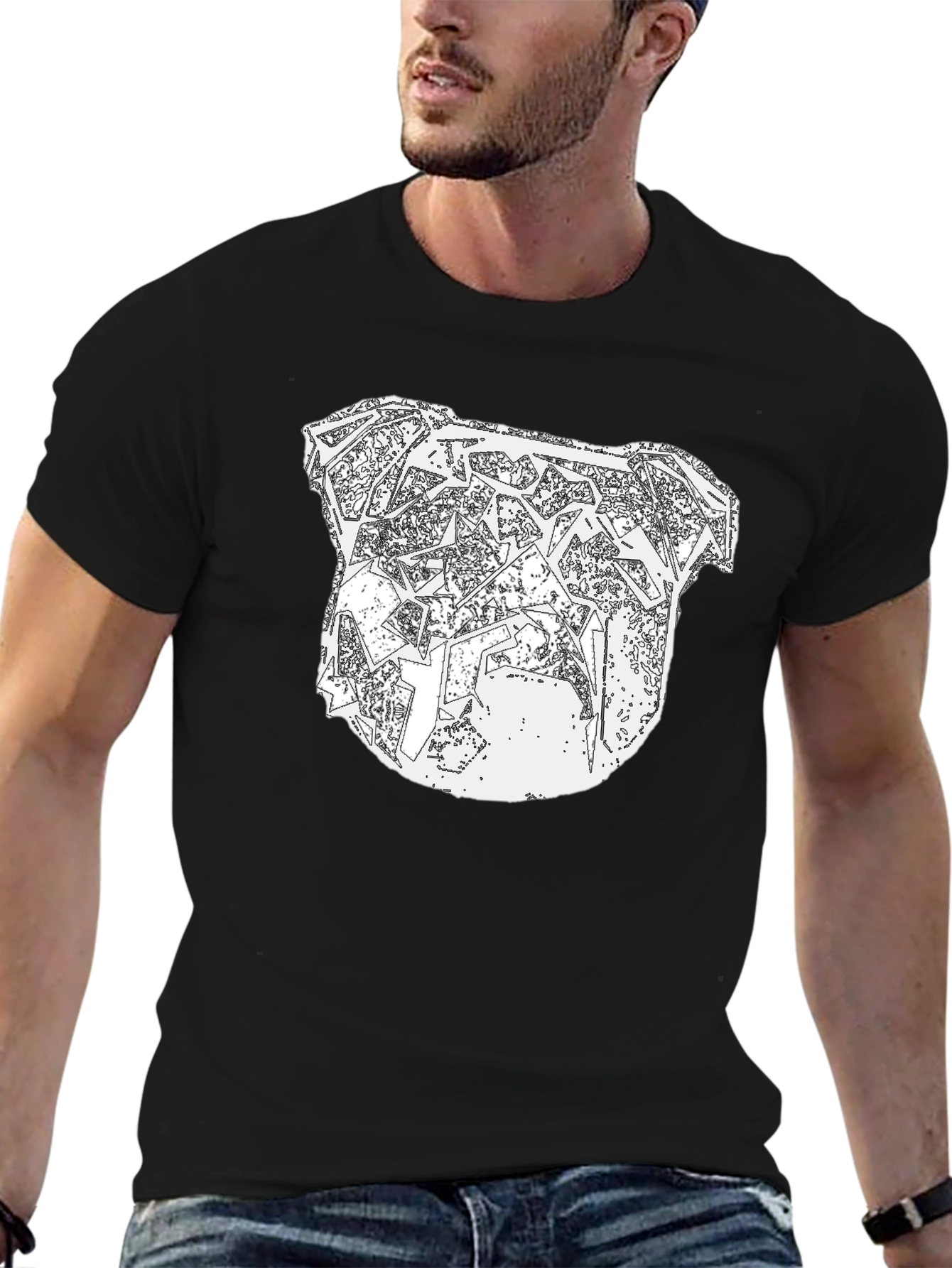 Abstract Bulldog Graphic Tee - Mens Black T-Shirt