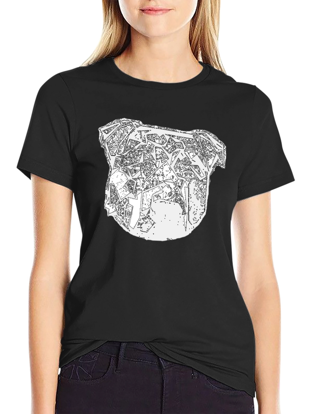 Abstract Bulldog Graphic Tee - Mens Black T-Shirt