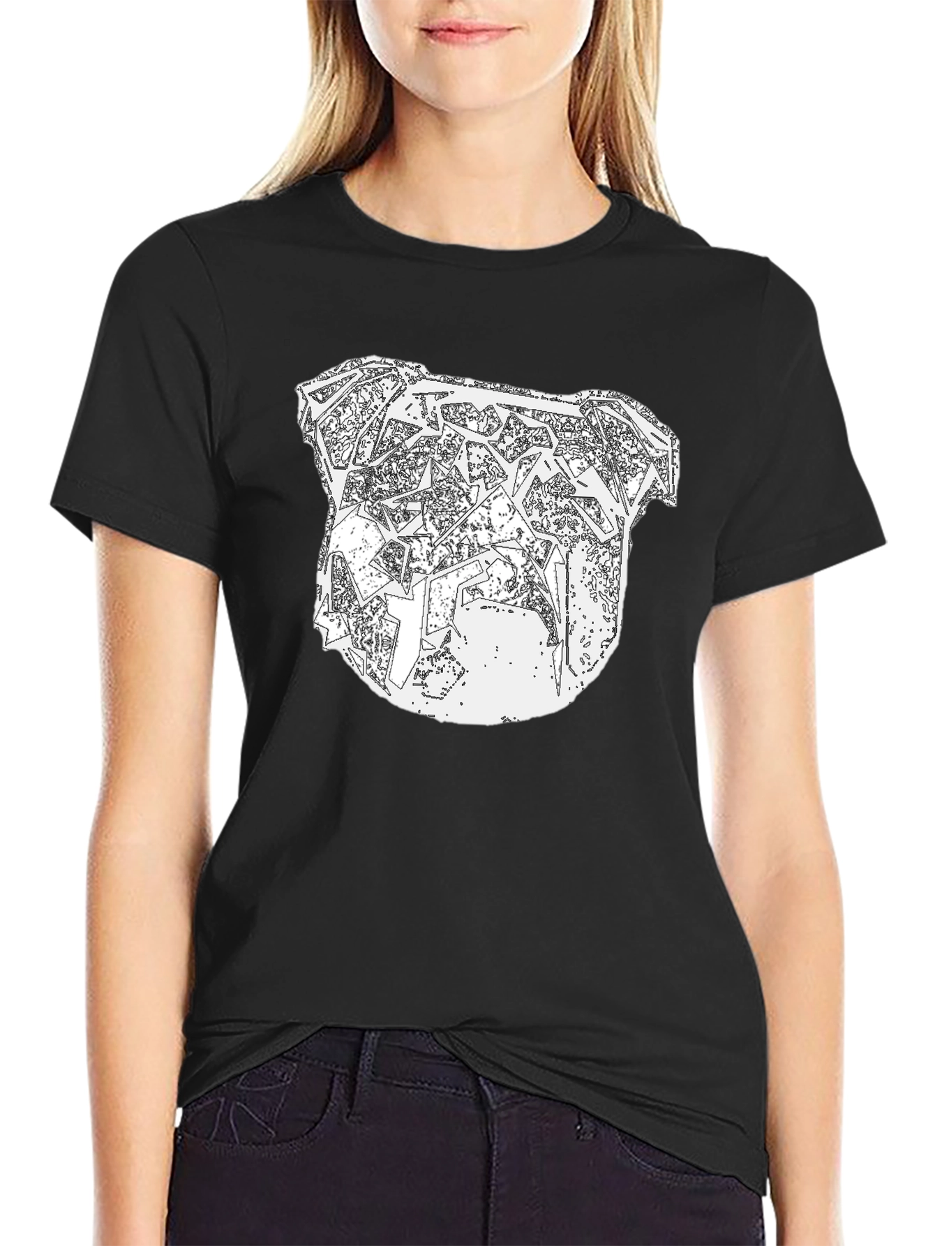 Abstract Bulldog Graphic Tee - Mens Black T-Shirt