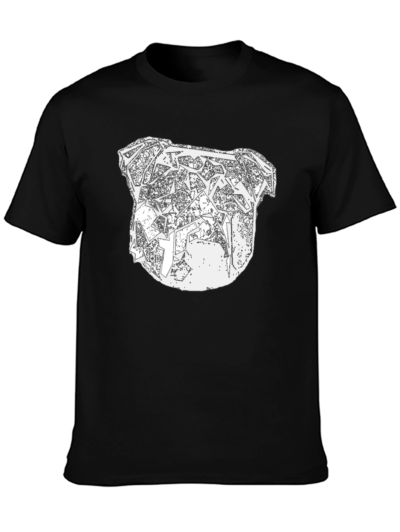 Abstract Bulldog Graphic Tee - Mens Black T-Shirt