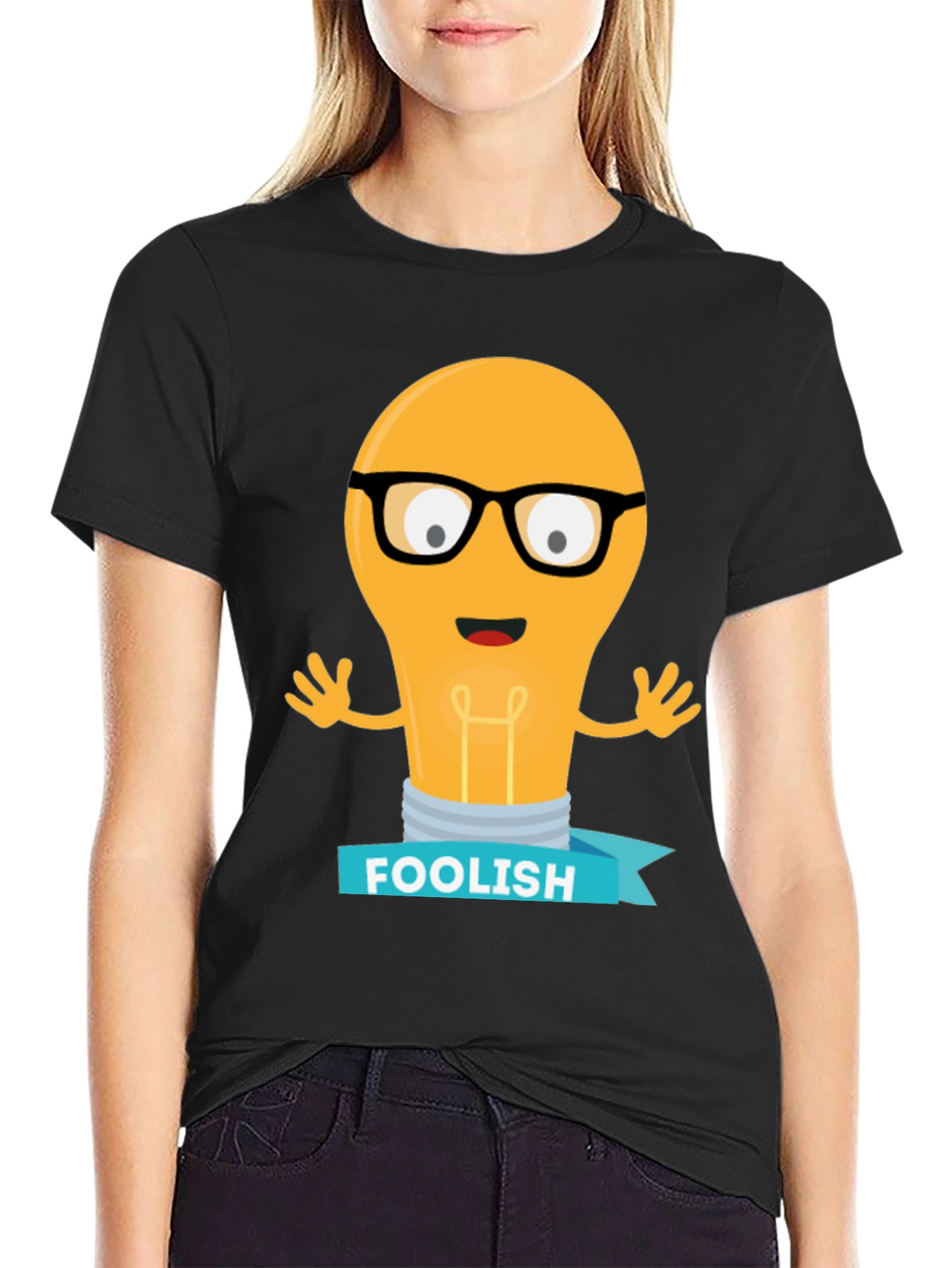 Foolish Light Bulb T-Shirt - Black Cotton Graphic Tee