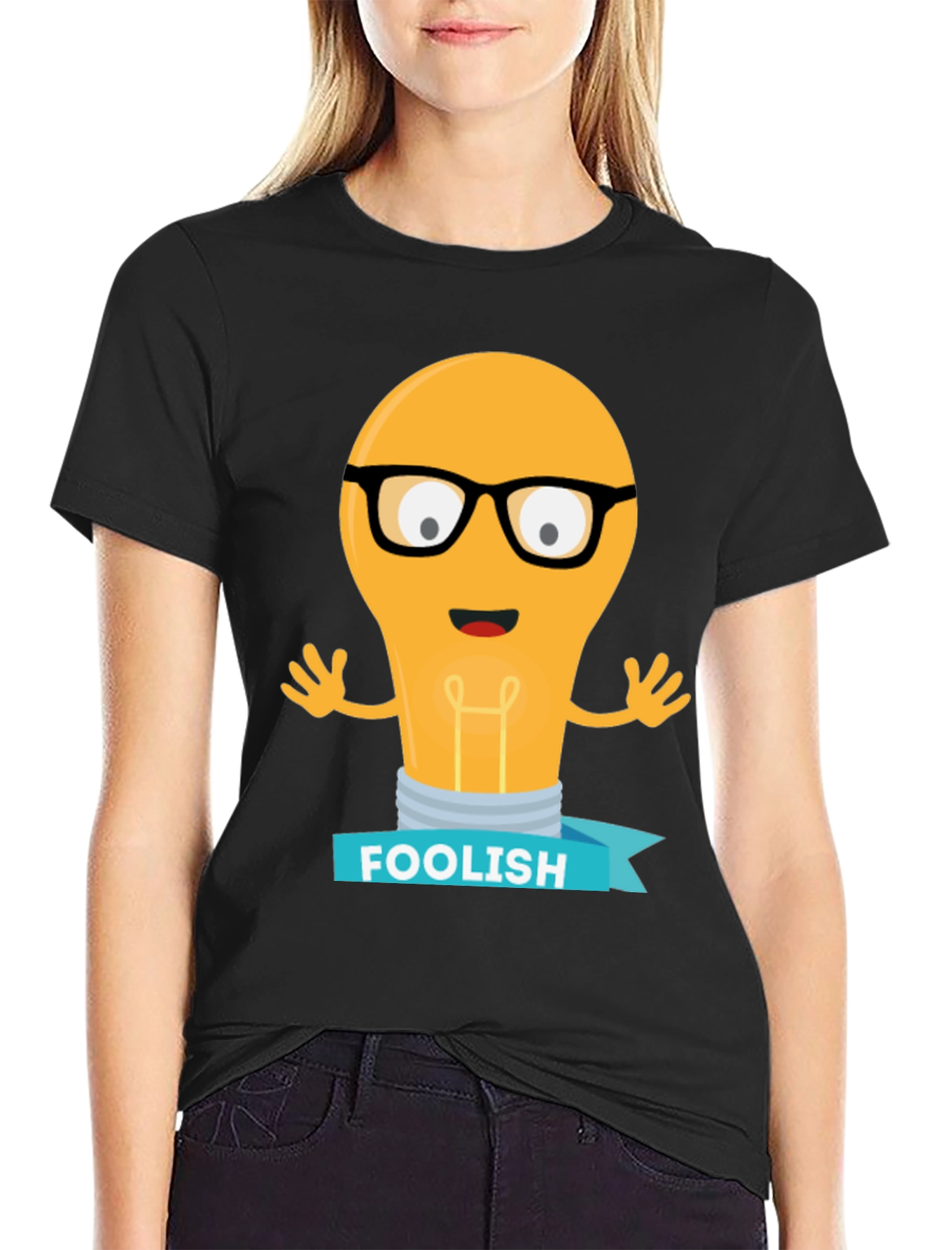 Foolish Light Bulb T-Shirt - Black Cotton Graphic Tee