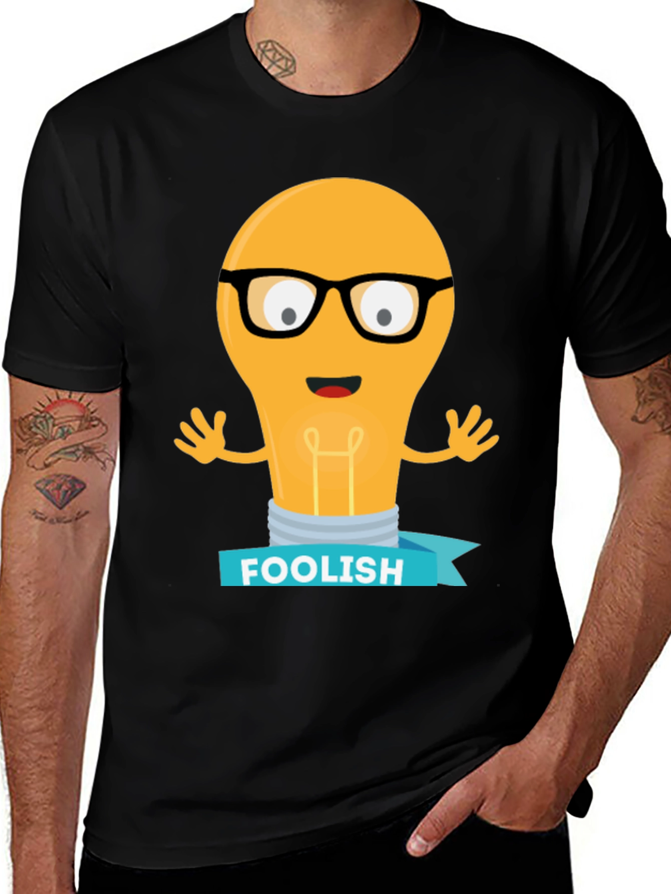 Foolish Light Bulb T-Shirt - Black Cotton Graphic Tee