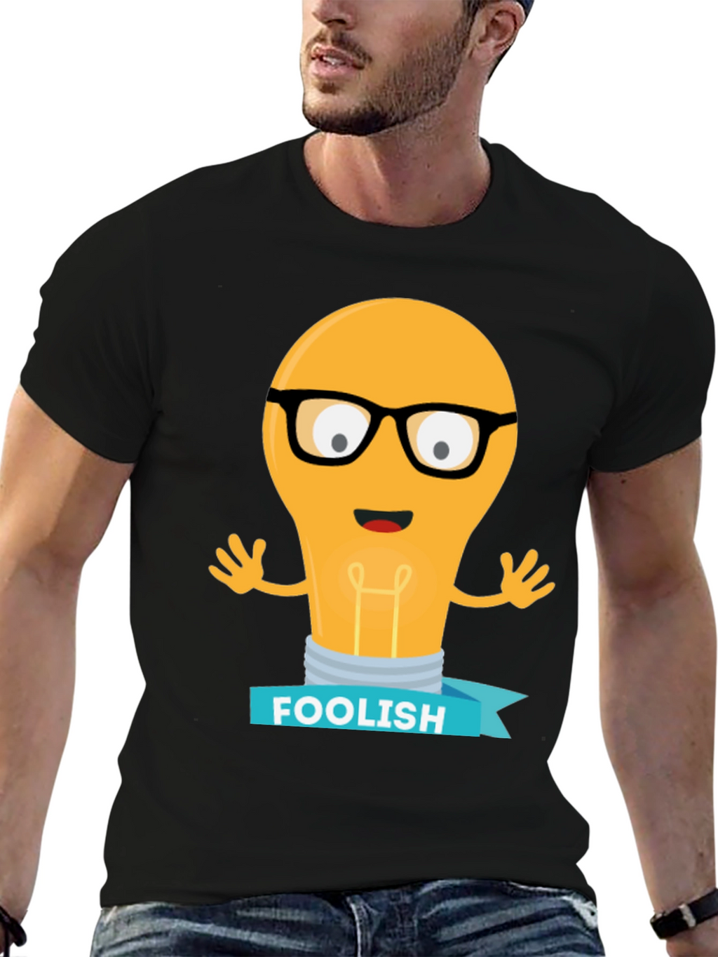 Foolish Light Bulb T-Shirt - Black Cotton Graphic Tee