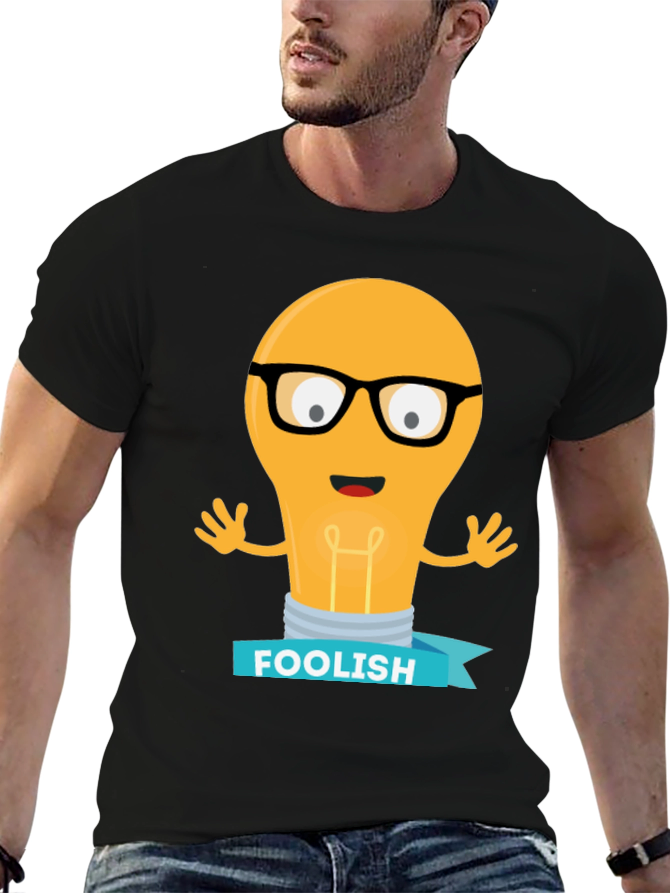Foolish Light Bulb T-Shirt - Black Cotton Graphic Tee