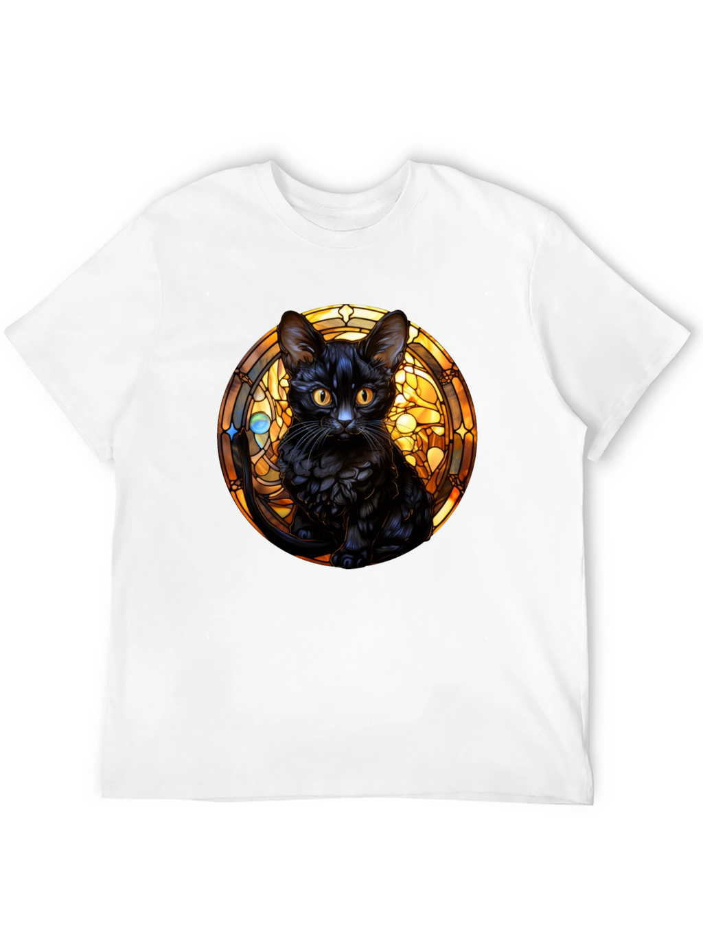 Black Cat Stained Glass Graphic Tee