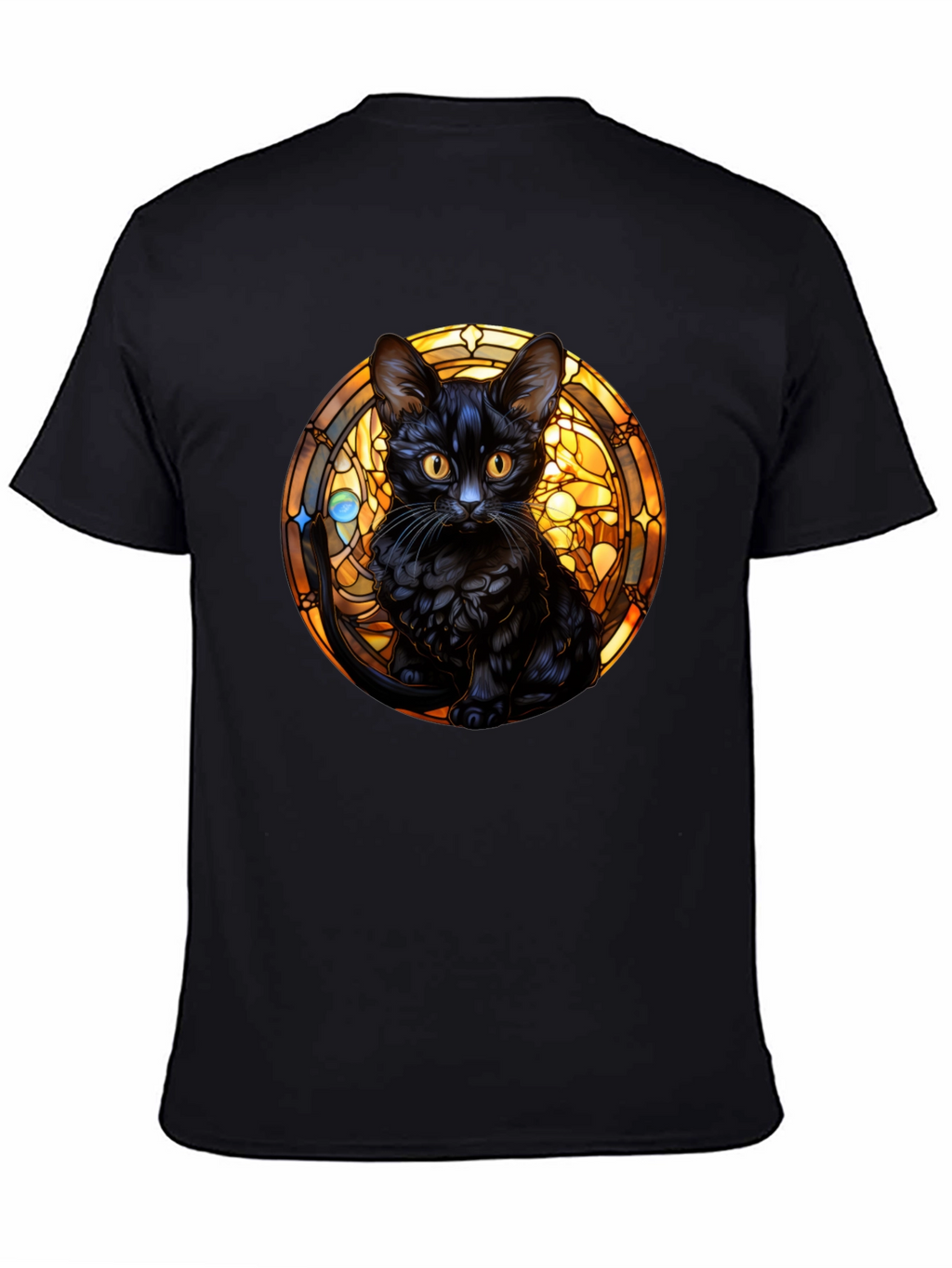 Black Cat Stained Glass Graphic Tee