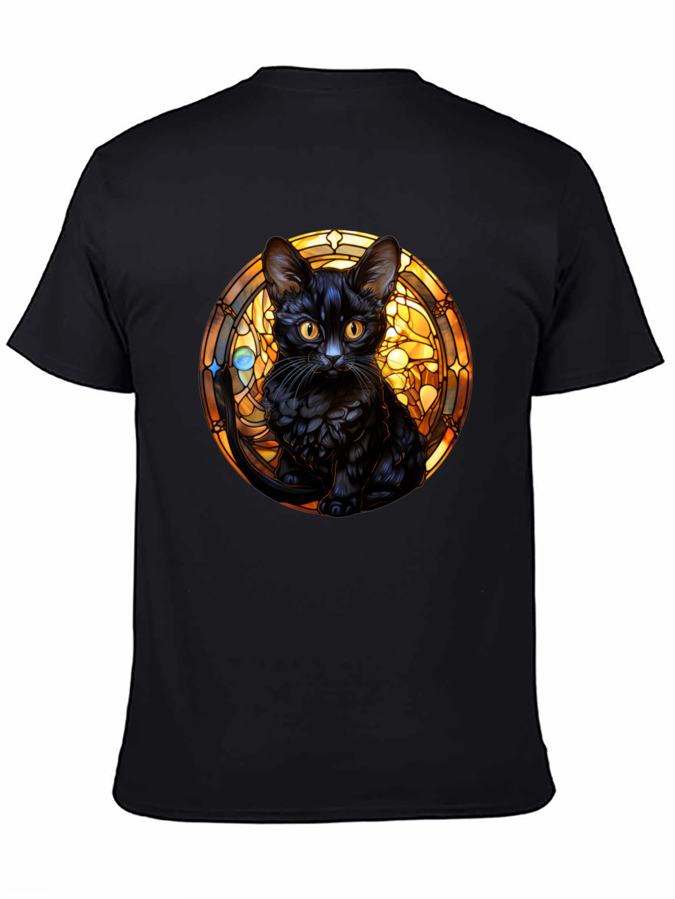 Black Cat Stained Glass Graphic Tee
