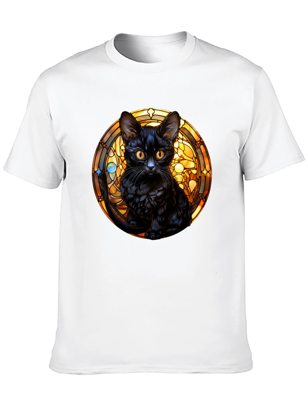 Black Cat Stained Glass Graphic Tee