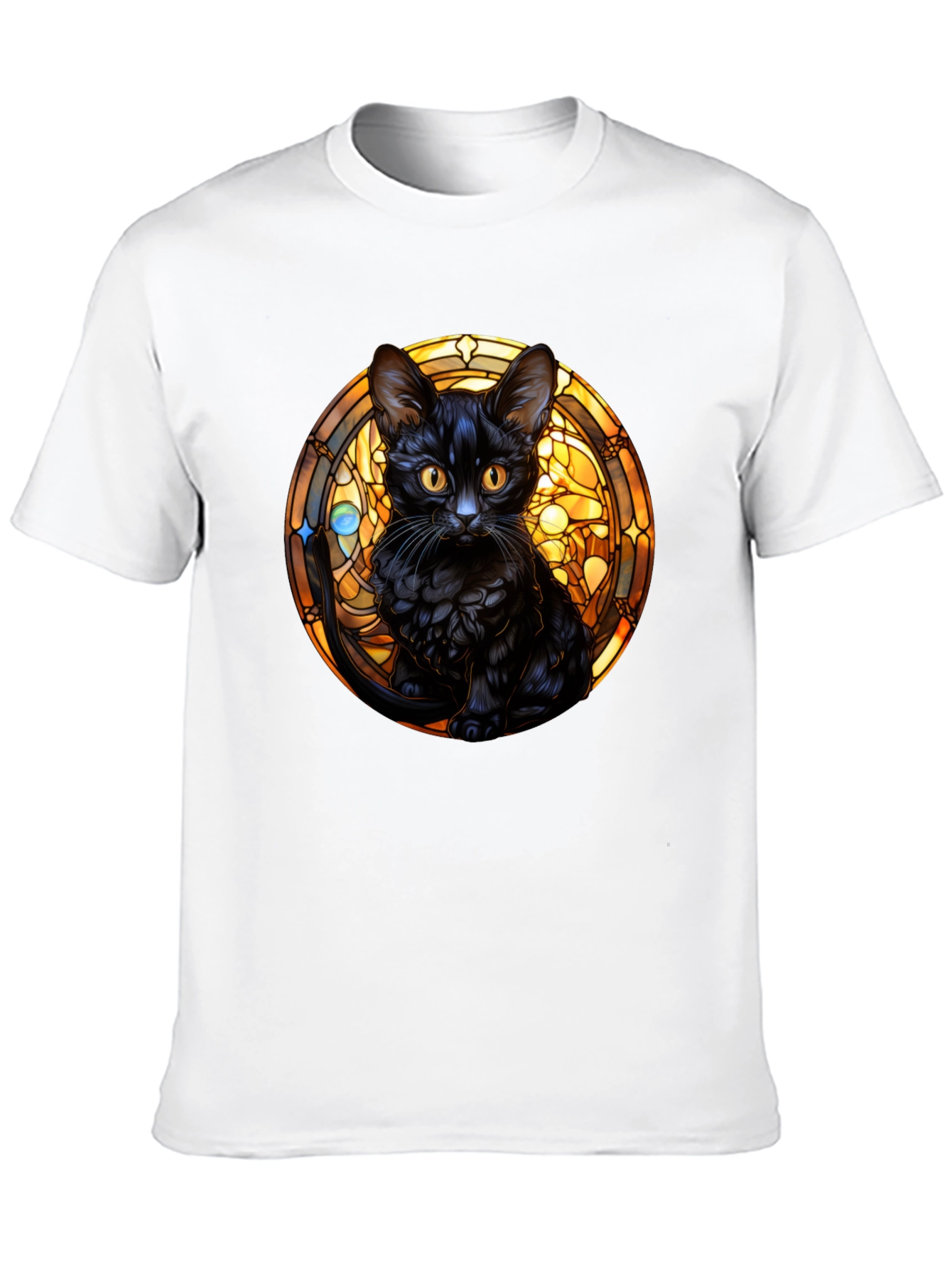 Black Cat Stained Glass Graphic Tee