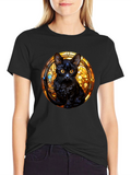 Black Cat Stained Glass Graphic Tee