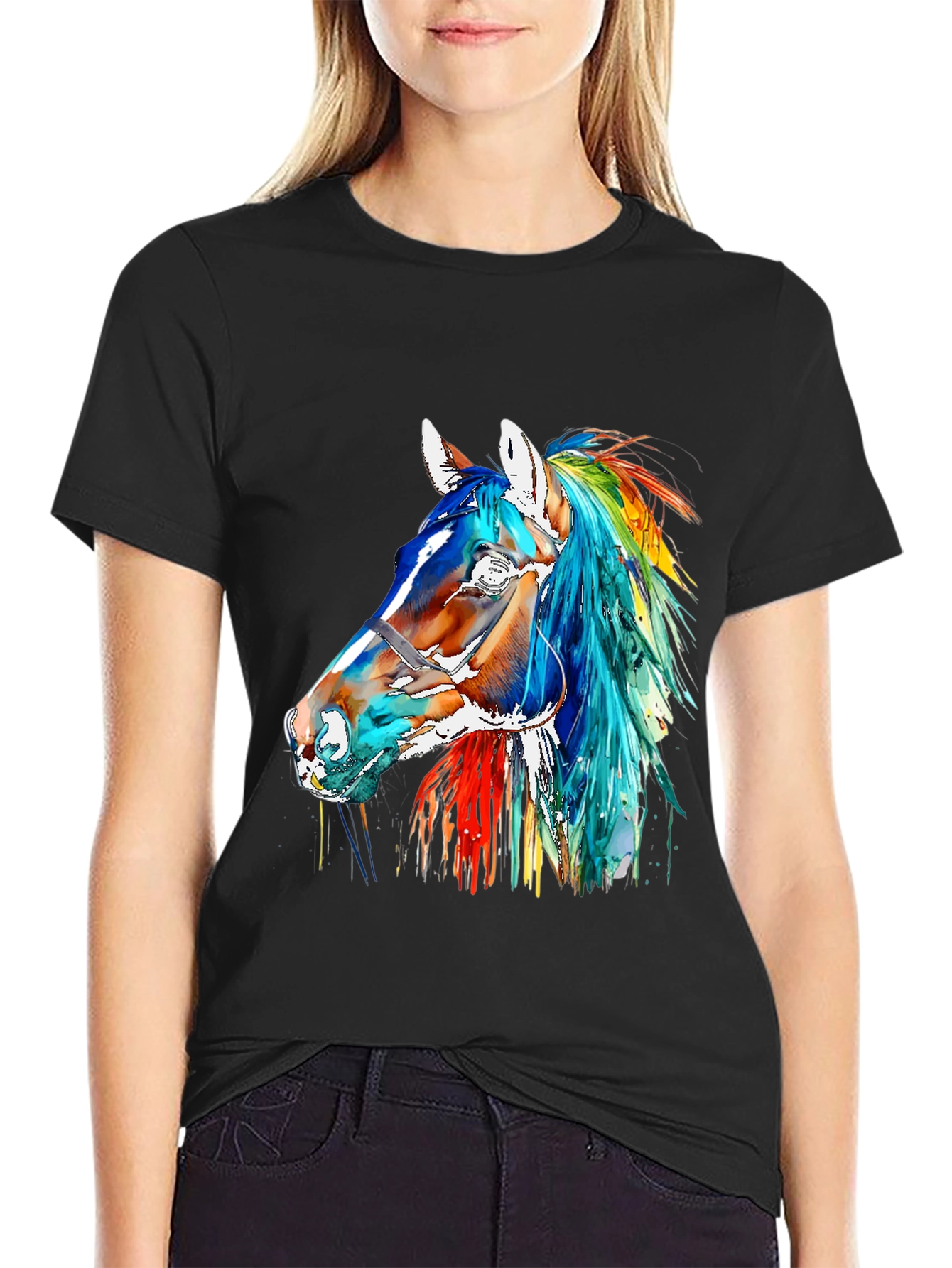 Colorful Horse Graphic Tee - Artistic Style