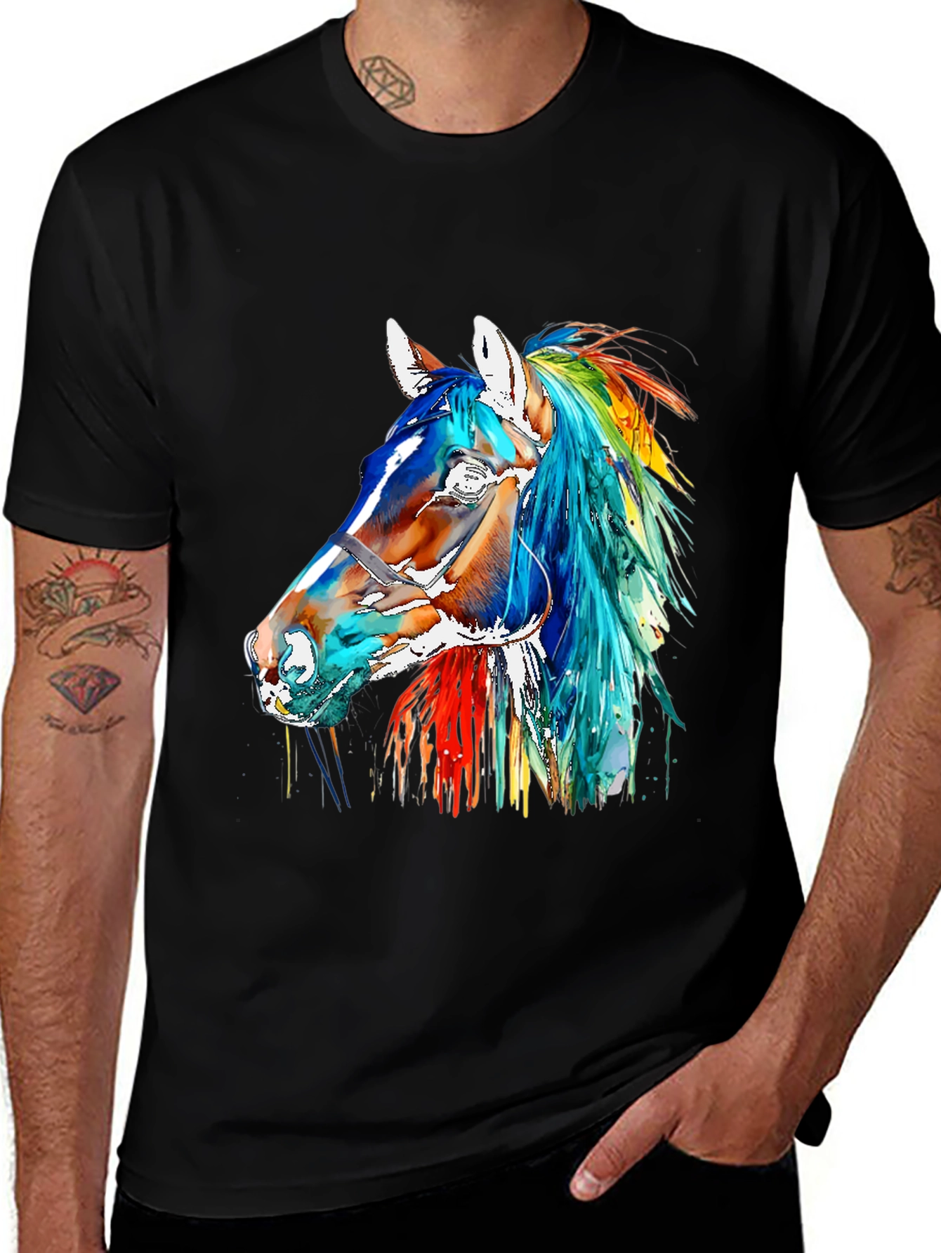 Colorful Horse Graphic Tee - Artistic Style
