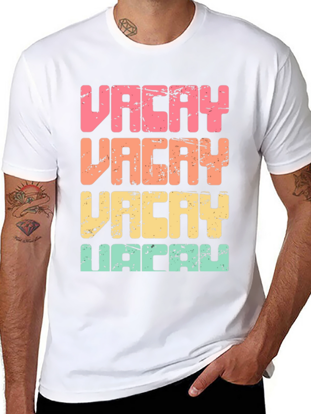 Vacay T-Shirt Retro Distressed Print