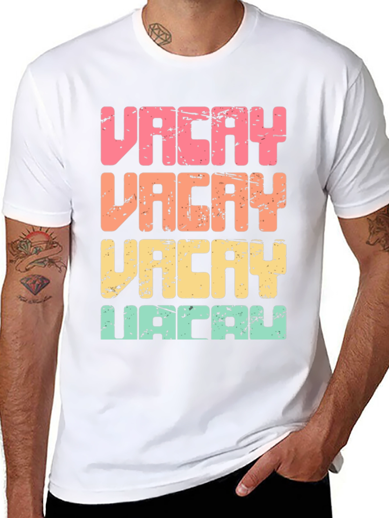 Vacay T-Shirt Retro Distressed Print