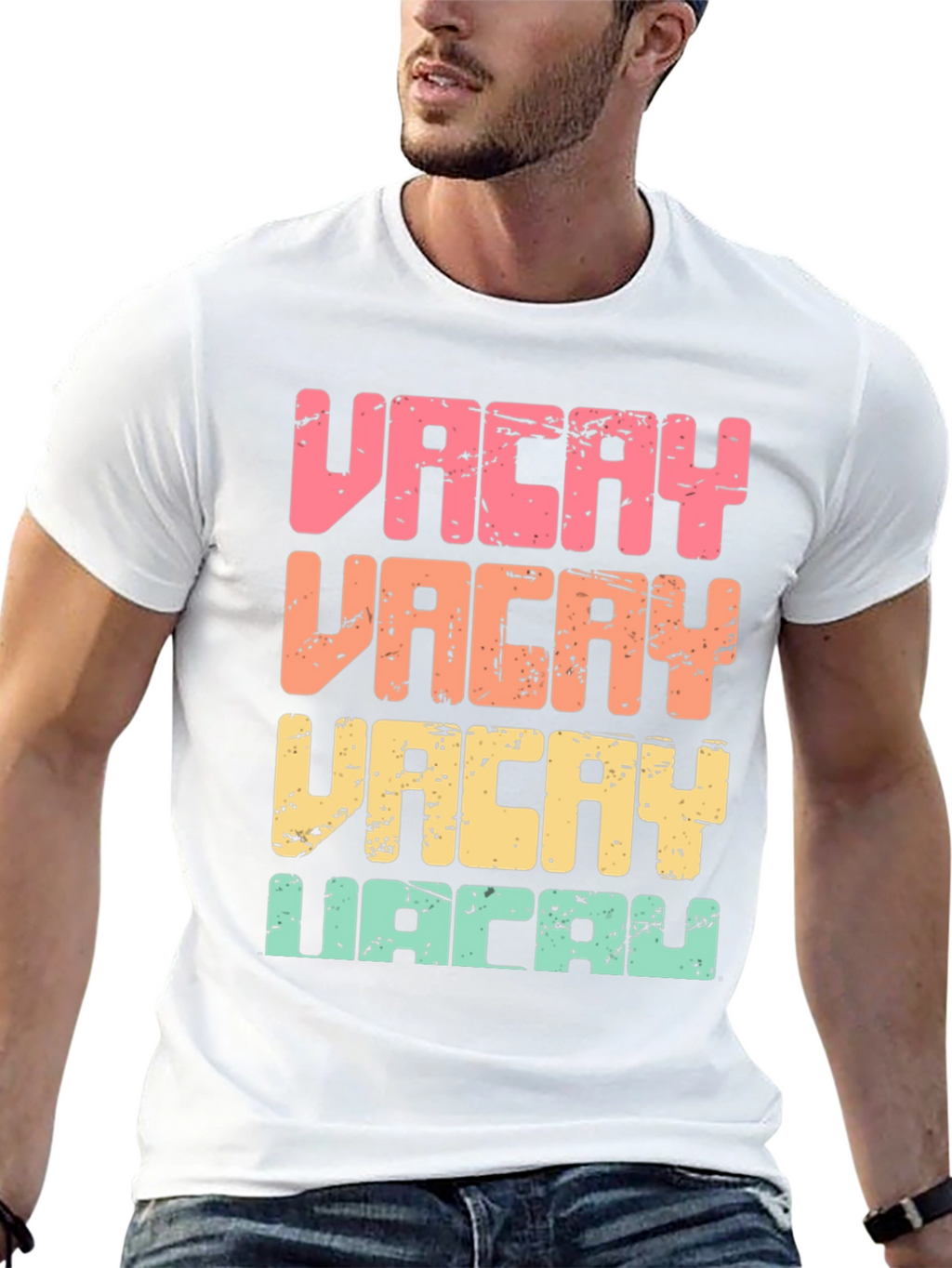 Vacay T-Shirt Retro Distressed Print