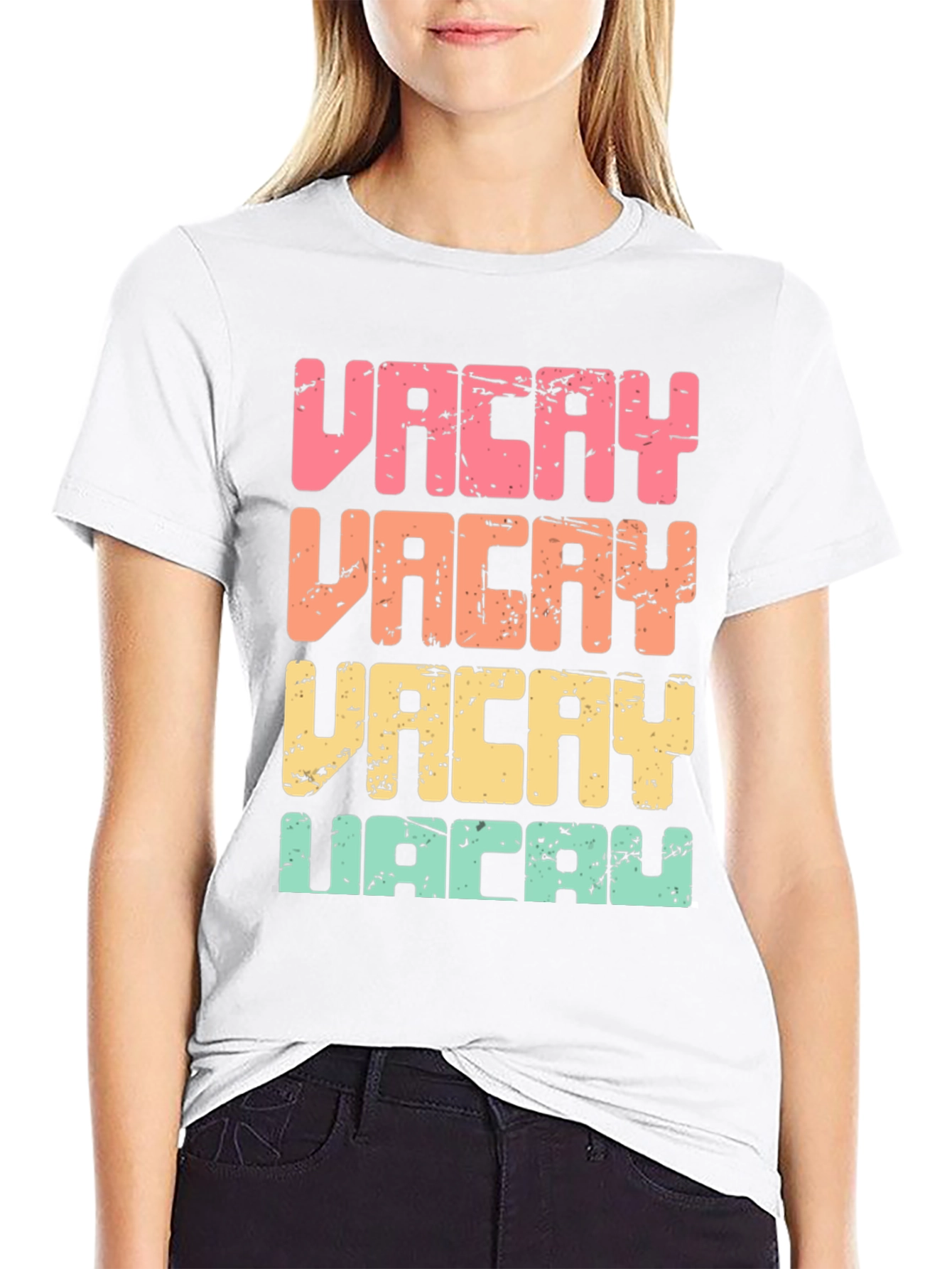 Vacay T-Shirt Retro Distressed Print