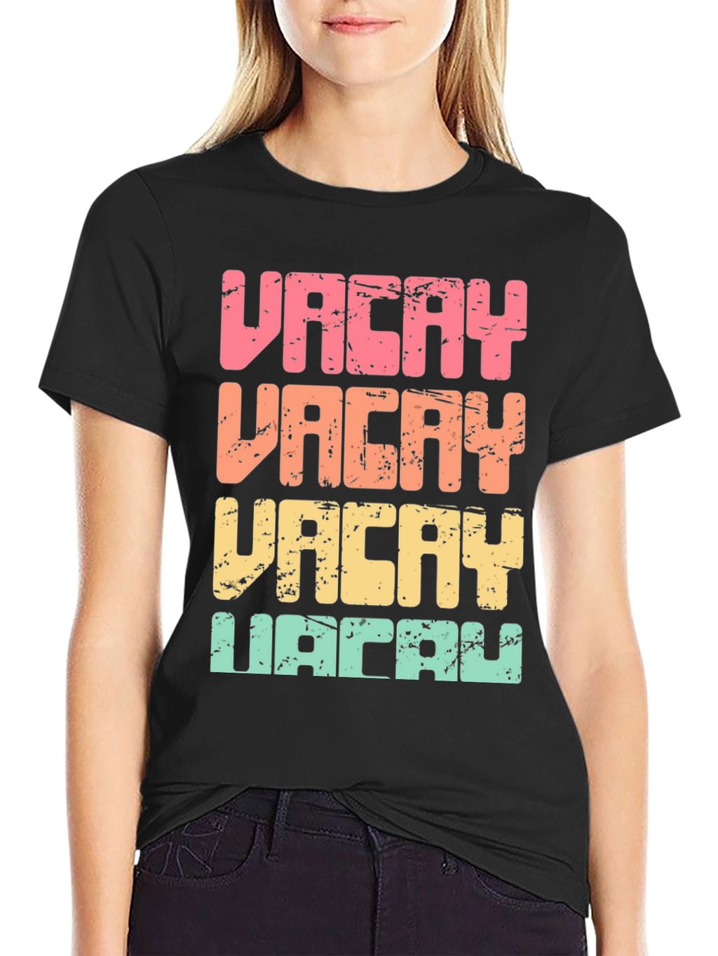 Vacay T-Shirt Retro Distressed Print
